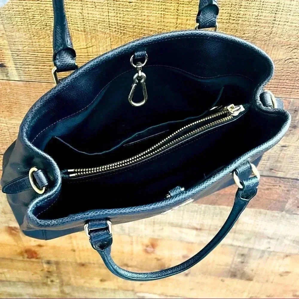 Coach Crossgrain Leather Margot Navy Blue Carryall Bag